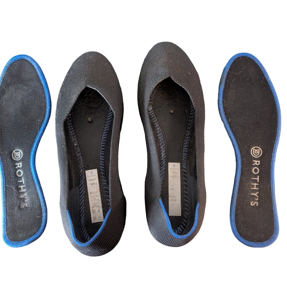 Rothy's Round Toe Black Ballet Flats Slip On Shoes SIZE US W9.5 - Picture 13 of 14